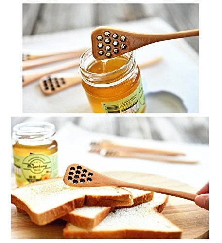 the love 12 Pack Wooden Honey Comb Honey Stick Honey Dipper Spoon, Coffee Stiring Spoon, Tableware for Wedding or Party Favors - Image 4